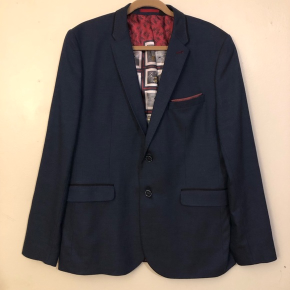 Ted Baker London Blue Wool Suit Set Blazer Jacket Size 6 and Size 40R Pants - Picture 1 of 11